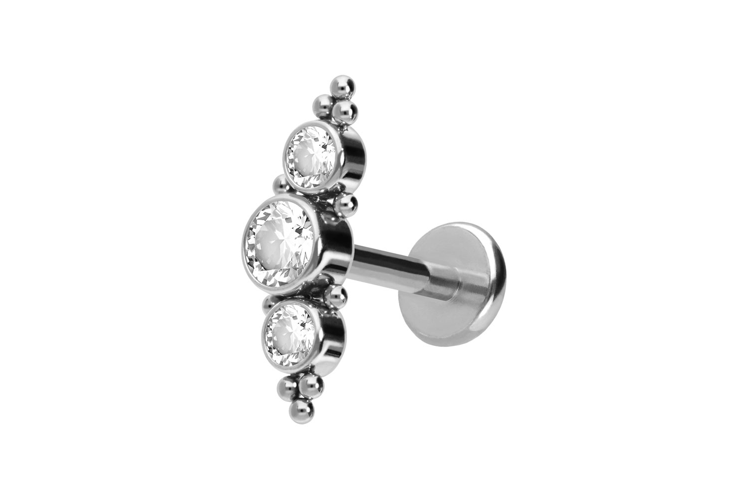 Titan Labret mit Push Fit 3 KRISTALLE + KUGELN